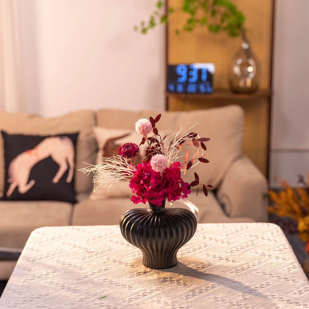 「紫云」简约时尚新款空间玄关永生花花束客厅沙发摆件陶瓷