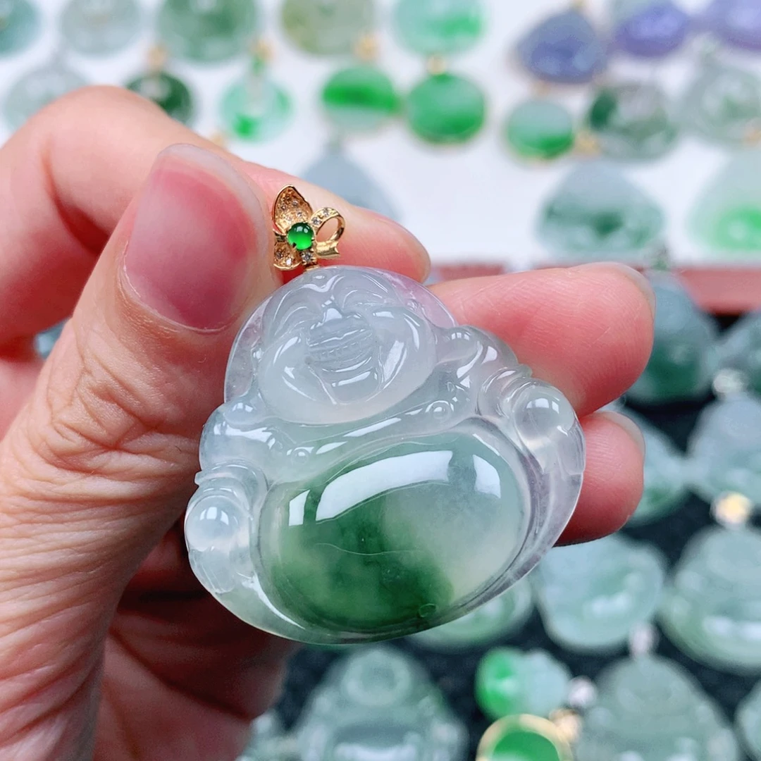 翡翠18K金镶嵌吊坠(不含链)