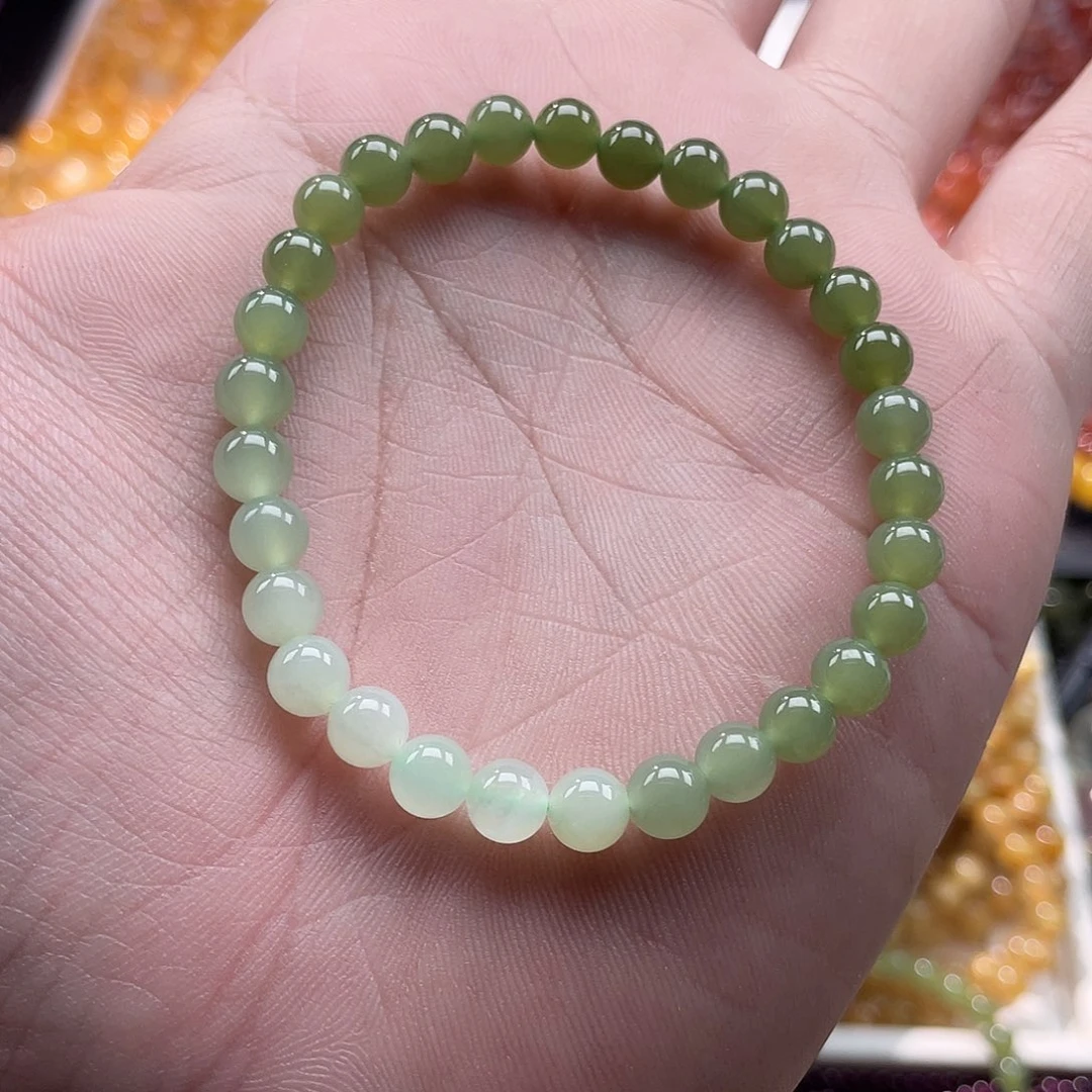 水晶未镶嵌手链和田玉渐变色6m