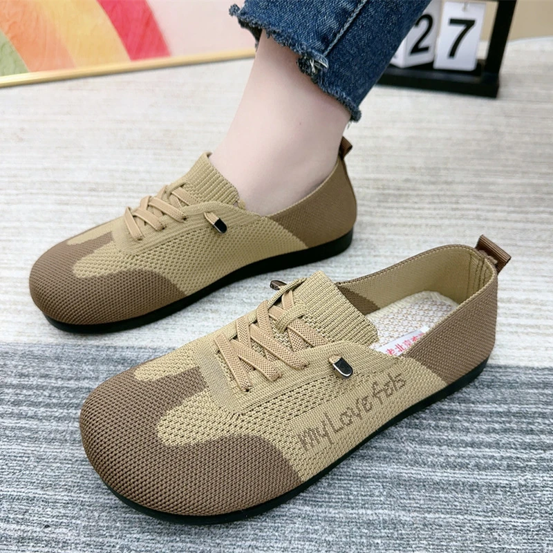 德训鞋女飞织运动鞋复古休闲鞋时尚爆款阿甘鞋网红防滑一脚蹬单鞋