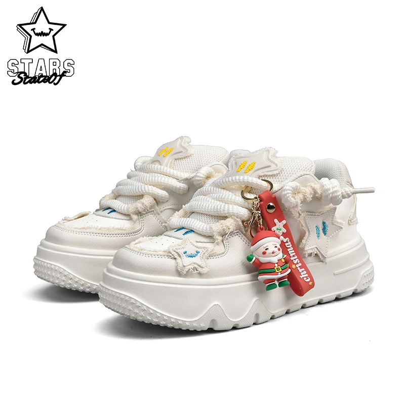 Stateof Stars【陆翊同款】时尚复古面包鞋百搭透气增高星星鞋米色