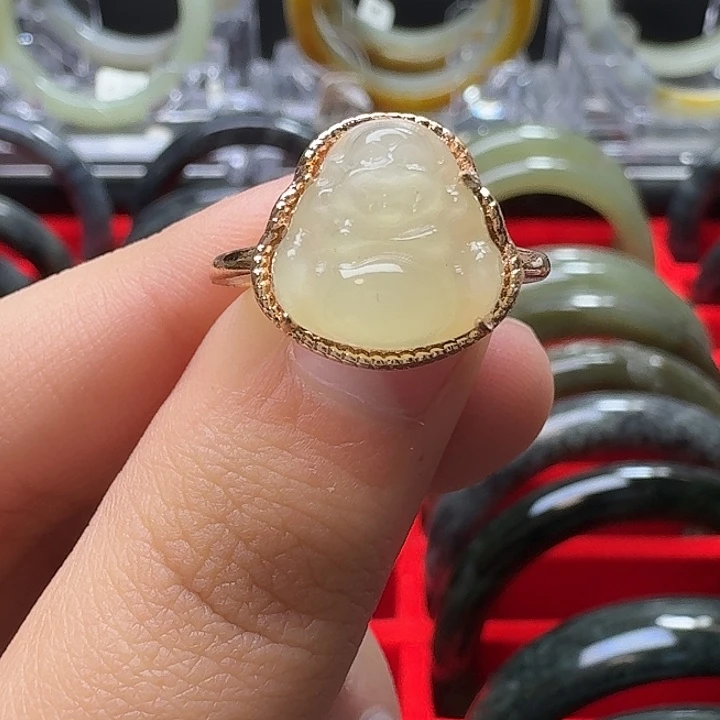 和田玉银S925镶嵌戒指