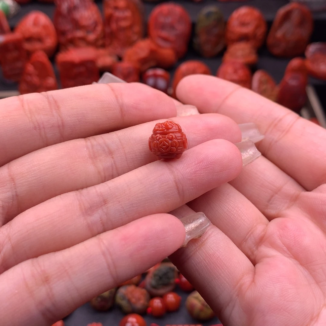 南红玛瑙南红川料精工聚宝盆10.5mm未镶嵌