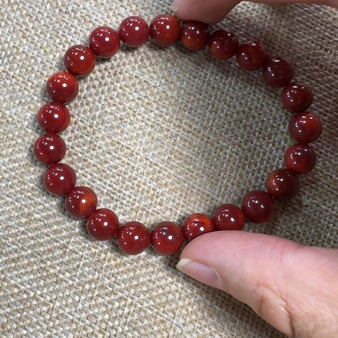 敏***8南红玛瑙未镶嵌手链手串原矿南红高品质满肉车厘子8.8