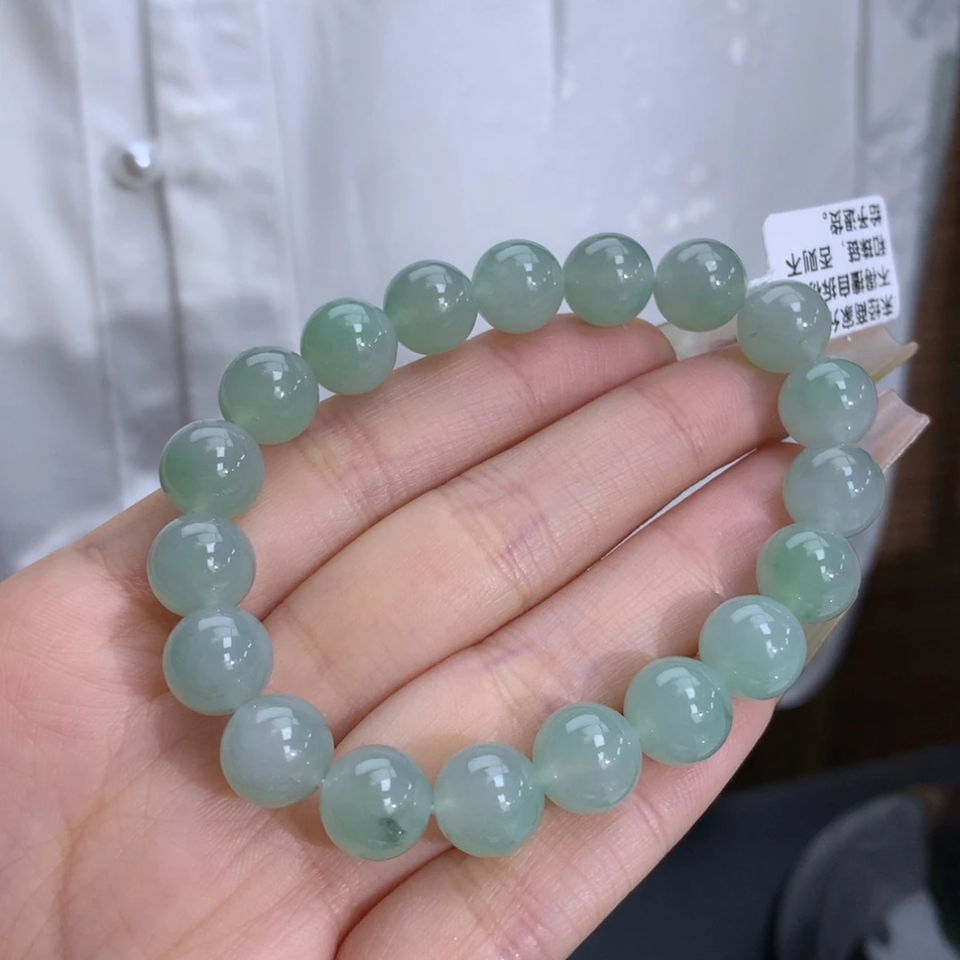 翡翠手链未镶嵌卡9.9冰胶晴水绿底