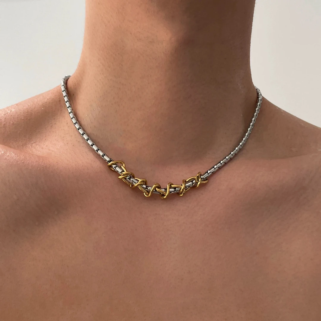 钛钢项链 情侣几何轻奢颈链锁骨链素款小众高级感项链蛇骨链ins风