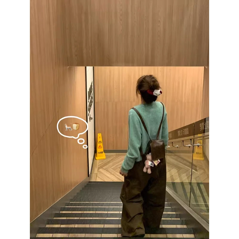 法式气质薄荷绿卷边开衫毛衣外套女秋冬软糯绿色针织衫上衣外搭