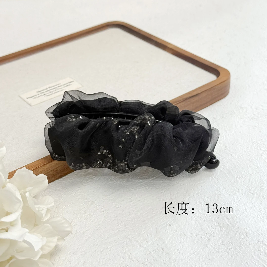 BAOSHATI/宝莎缇F-366轻奢网纱砂糖钻褶皱扭扭夹