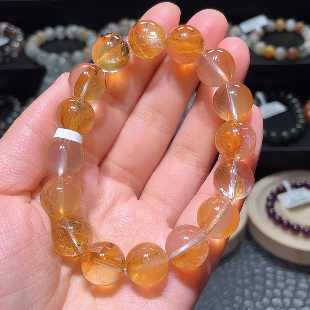 水晶手链未镶嵌胶花手链，晶体通透