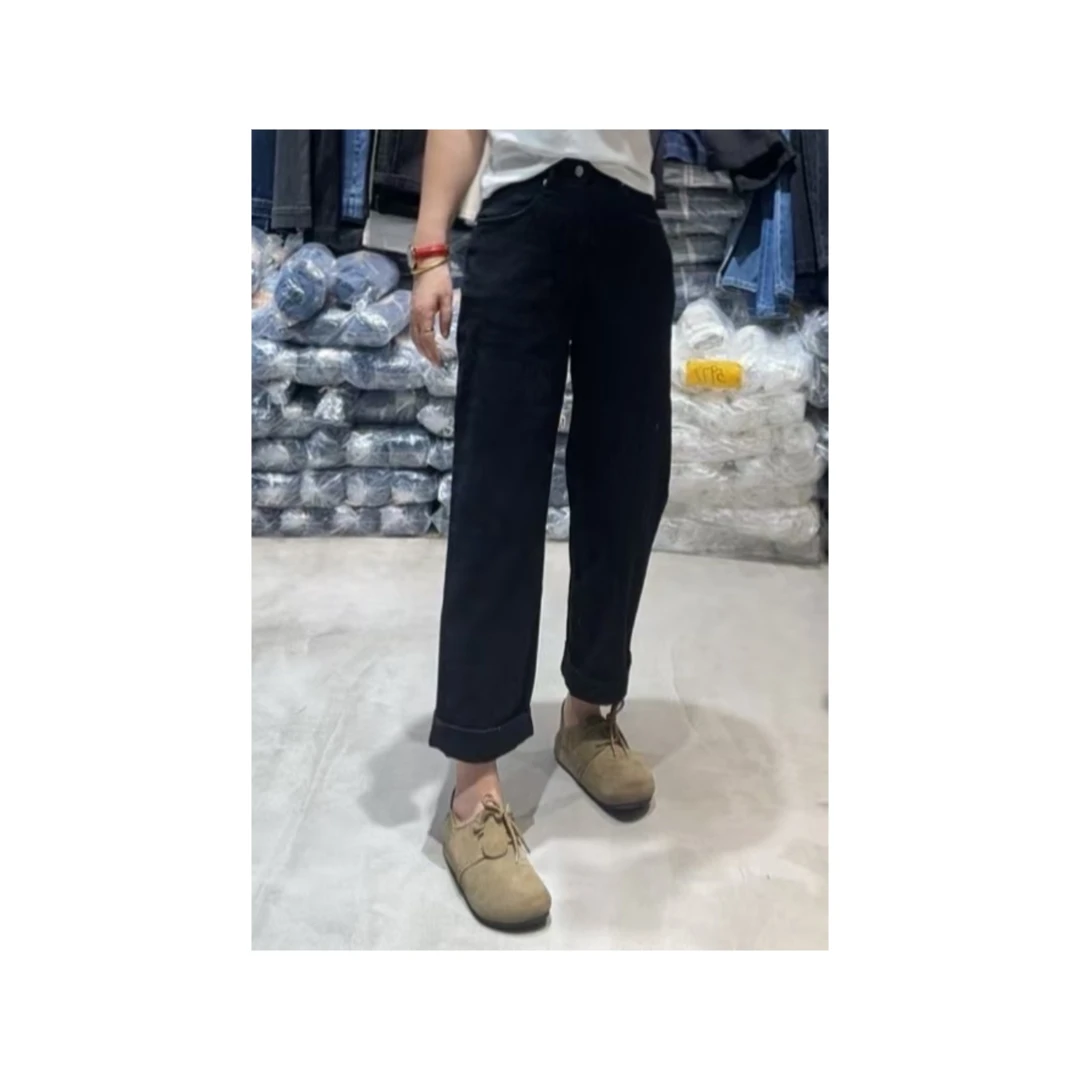 高腰显瘦九分牛仔裤适合梨形身材百搭时尚底抓绒