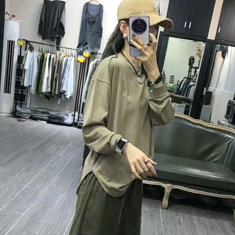 【依塔服饰】原单圆弧开叉百搭长袖