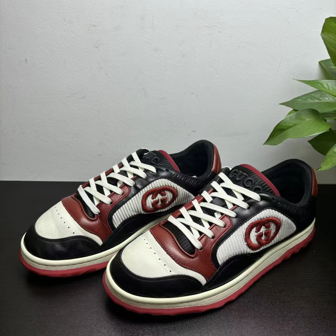 95新 GUCCI/古驰 40.5欧码撞色双G刺绣MAC80休闲古驰板鞋