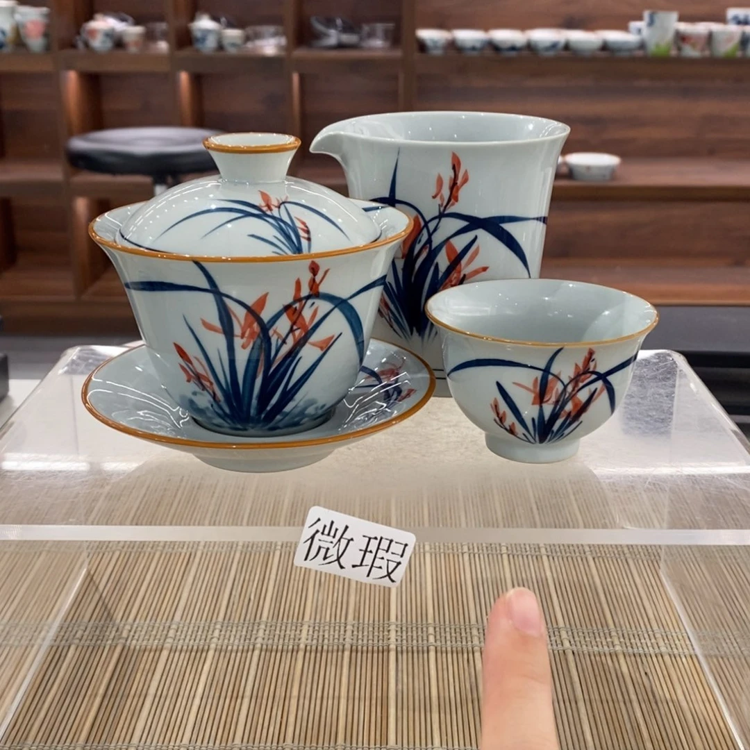 釉下彩老陶泥手工绘制