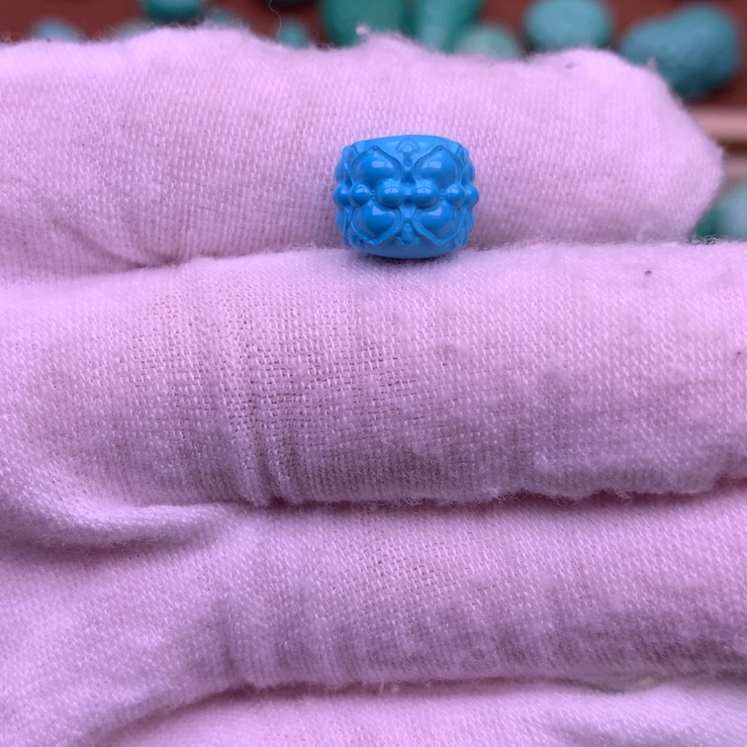 原生态散珠配珠并蒂莲花蓝色卡11