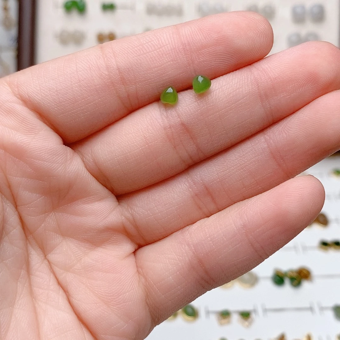 和田玉银S925镶嵌耳饰