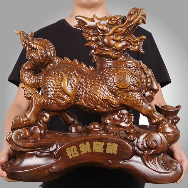 招财麒麟摆件公母一对 旺财吉祥物客厅办公室家居装饰开业礼品