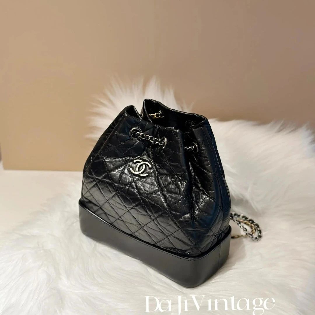 99新 Chanel/香奈儿 大吉中古/香奈儿黑银流浪双肩包