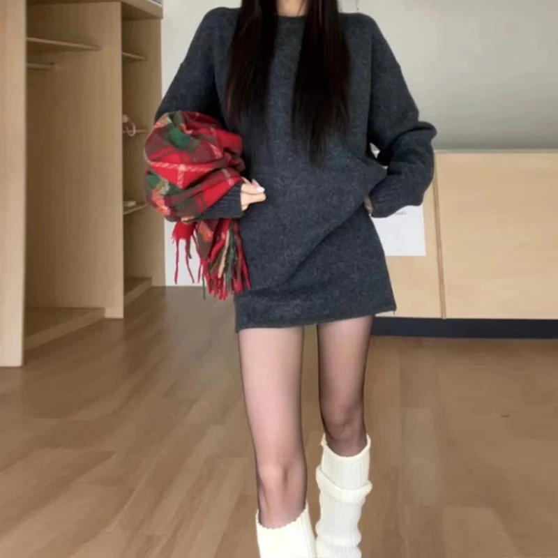 H986高级感内搭针织毛衣包臀连衣裙子女春秋25新款卫衣套装裙香风