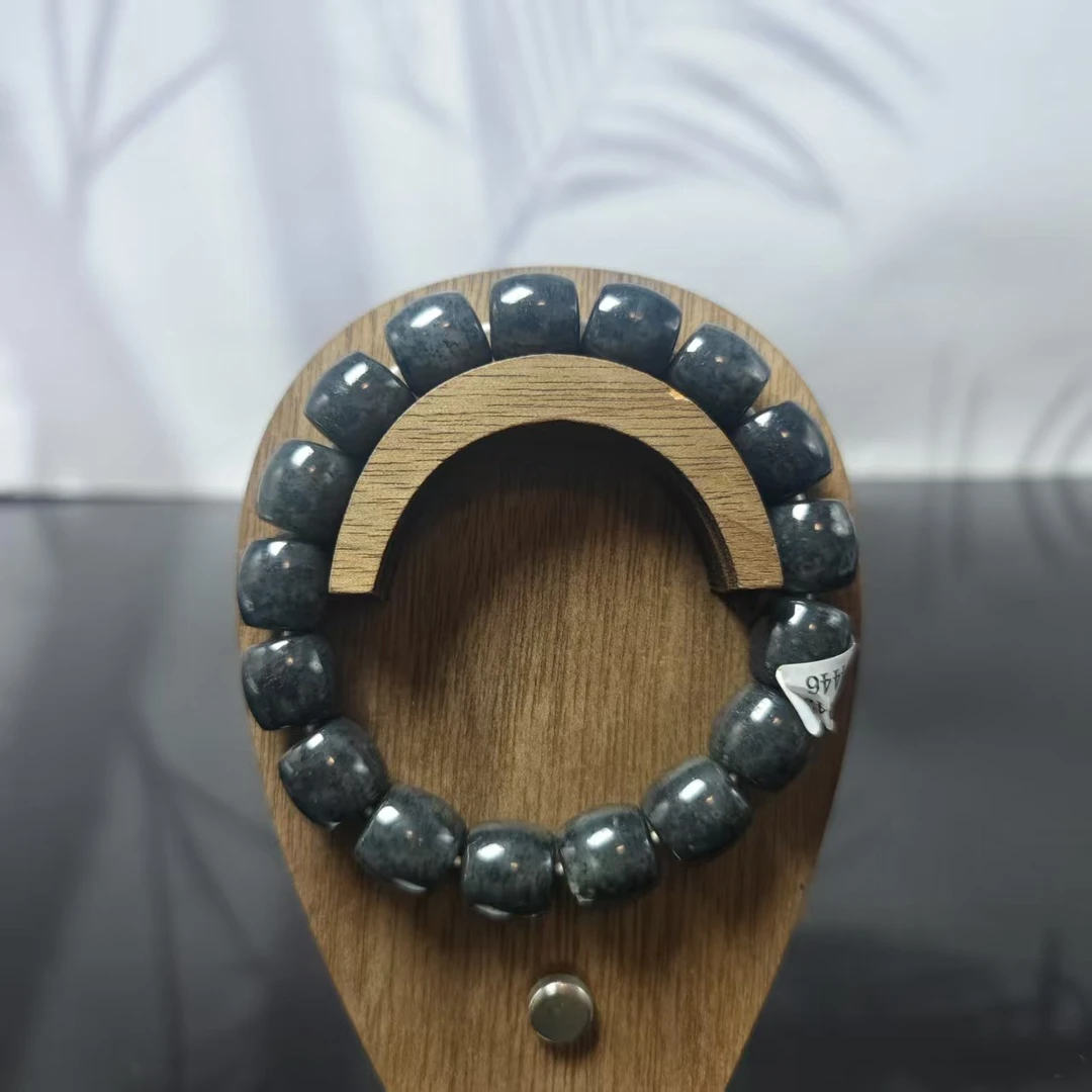 Q和田玉聚墨青花桶珠手串（卡12）4446