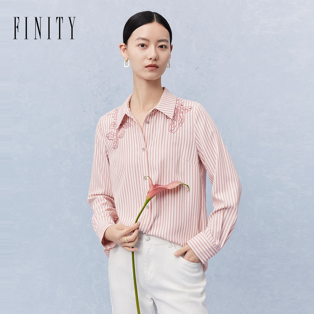 【小费班长】FINITY 春夏条纹新款简约衬衫名媛气质时尚 F21XCC09C5