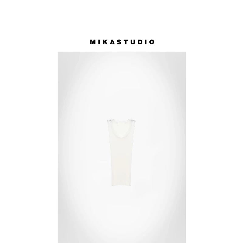 蕾丝螺纹修身吊带背心T恤【100%桑蚕丝】ABJNLSSY