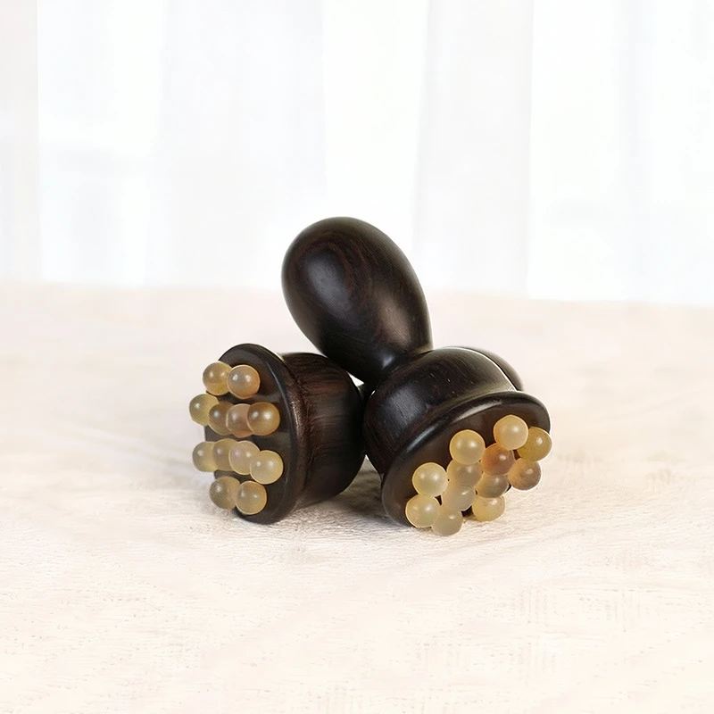 紫光檀木羊角按摩棒面部眼肩颈全身按摩放松疏通神器