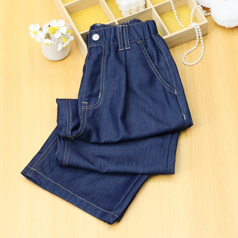 女童高端牛仔裤春秋新款2025大童初高中生女孩阔腿裤女童直筒裤子