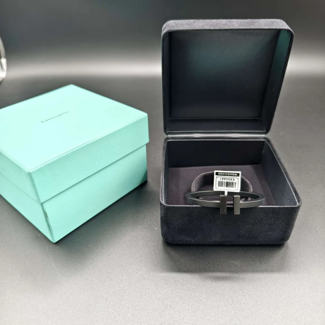 99新 Tiffany & Co./蒂芙尼 （jp）216 双T黑色手镯 均码/98新