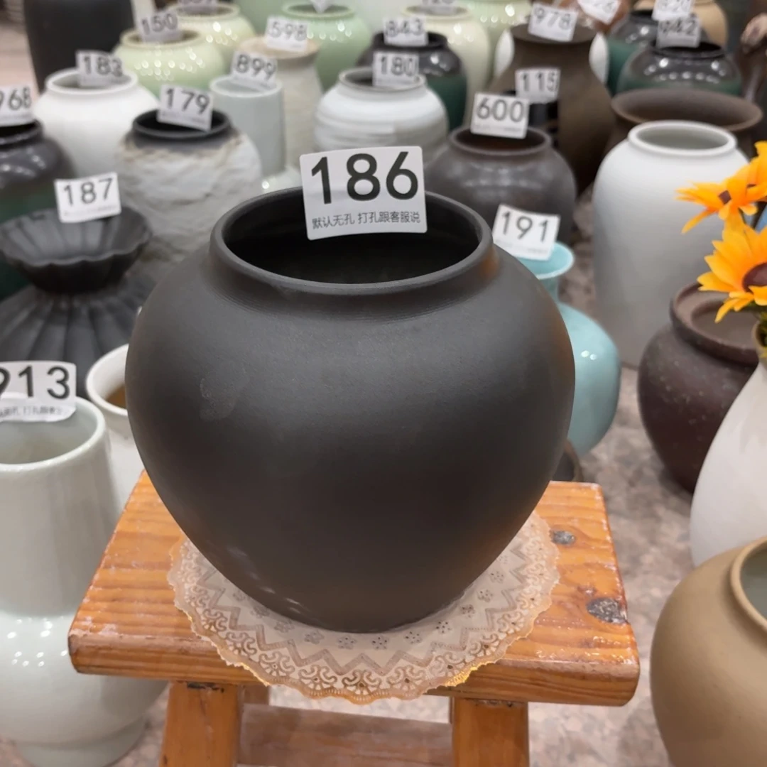 摆件已打孔瑕186 景德镇陶瓷花瓶高18口11