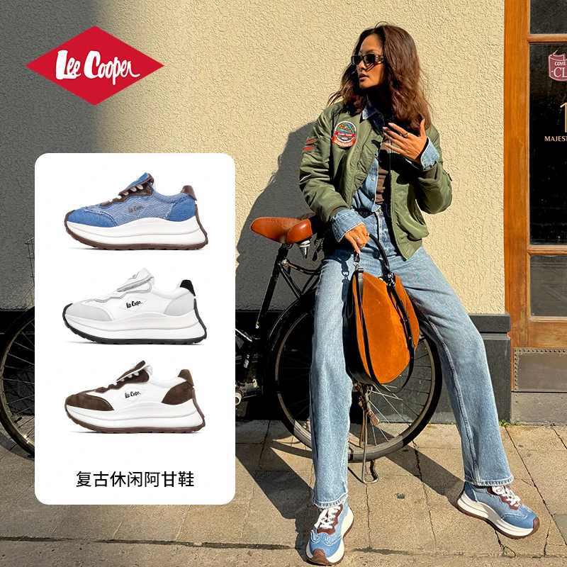 Lee Cooper 2024冬季新款女鞋牛仔翻盖厚底增高阿甘鞋运动休闲鞋