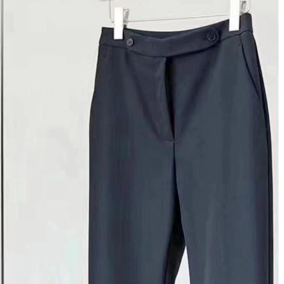 定制面料 四面弹包容性强对门襟9分小黑裤西装直筒裤微单女装E31