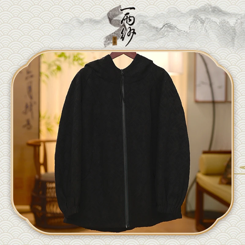 【连帽棉衣短款】235837桑蚕丝厚绢香云纱上衣外套新中式70