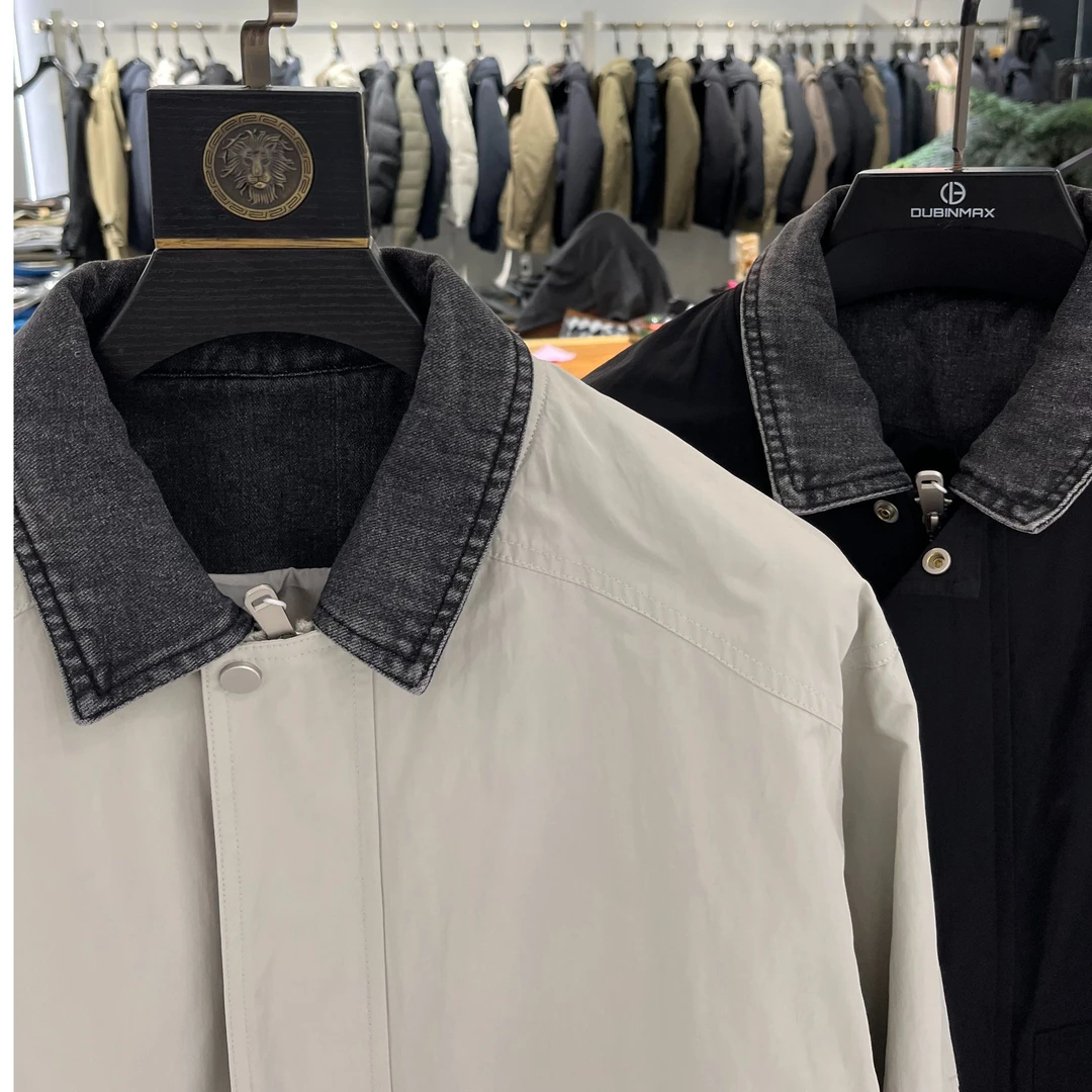 68057翻领夹克男款短款时尚休闲拼接夹克