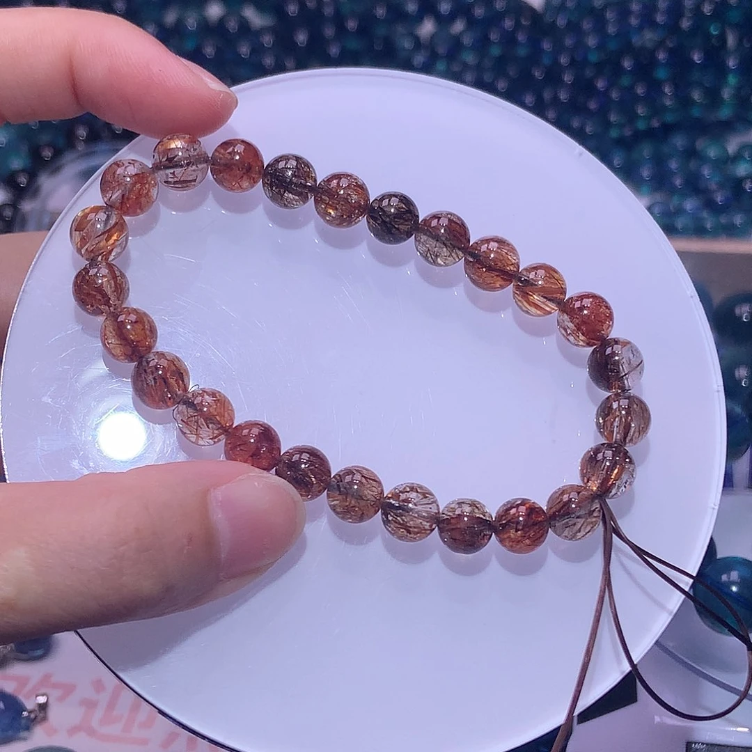 未镶嵌手串水晶透体黑金超七7mm+