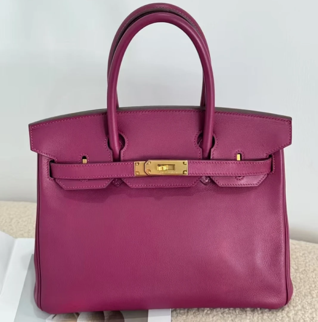 99新 Hermes/爱马仕 【小池专属】birkin30 托斯卡紫金扣S皮框O