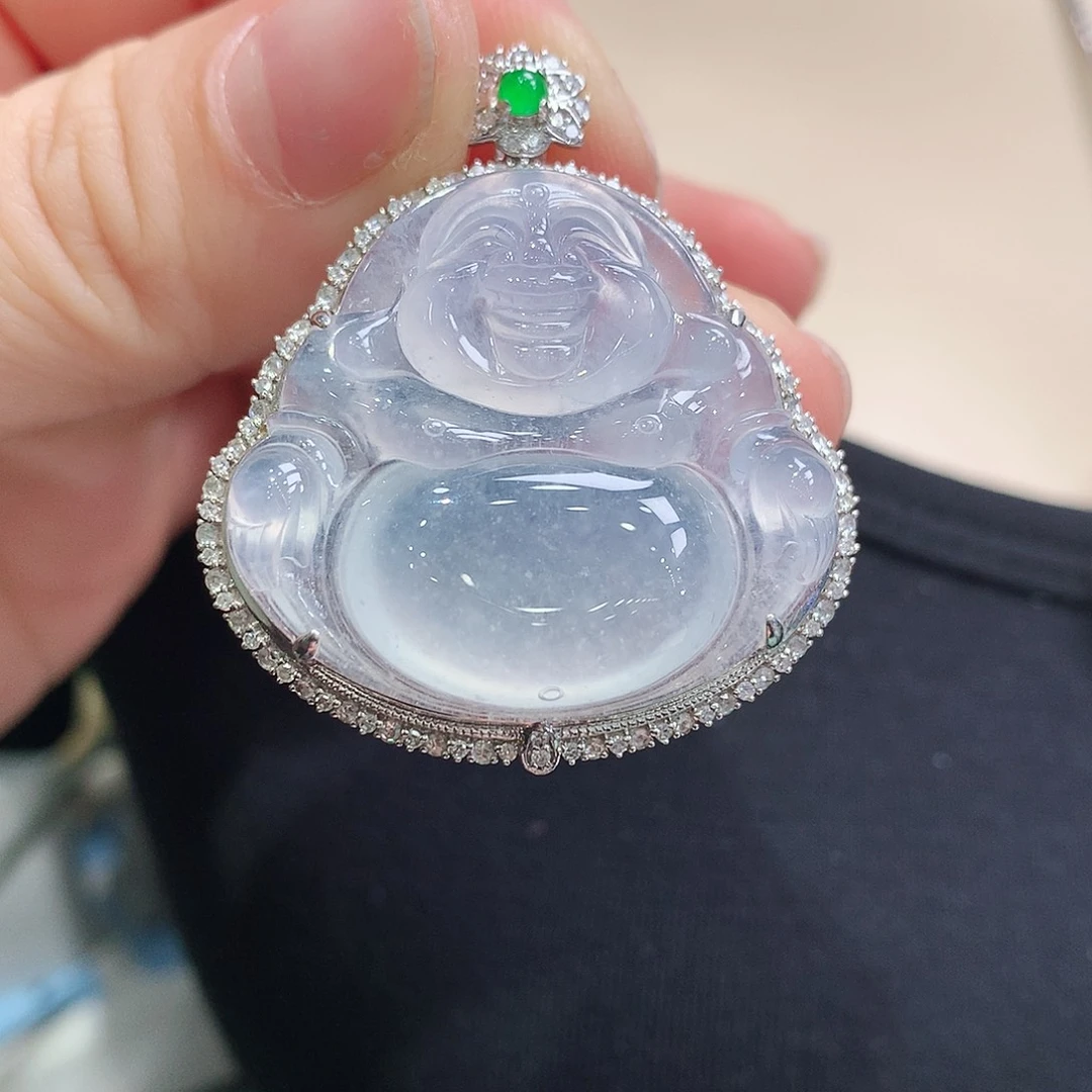 翡翠颈饰18K金镶嵌佛公