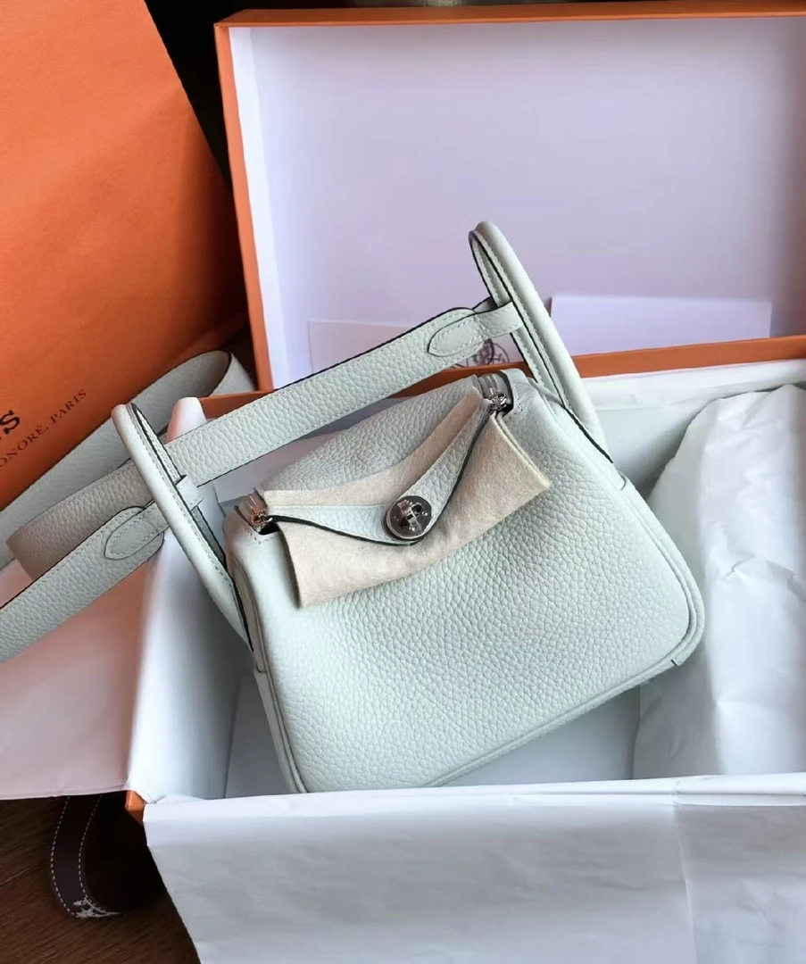 99新 Hermes/爱马仕 展会外场！冰晶灰mini lindy包