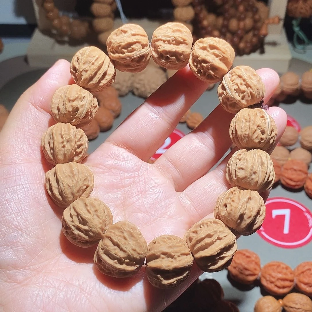 文玩核桃手串20尺树王京八棱手串白茬