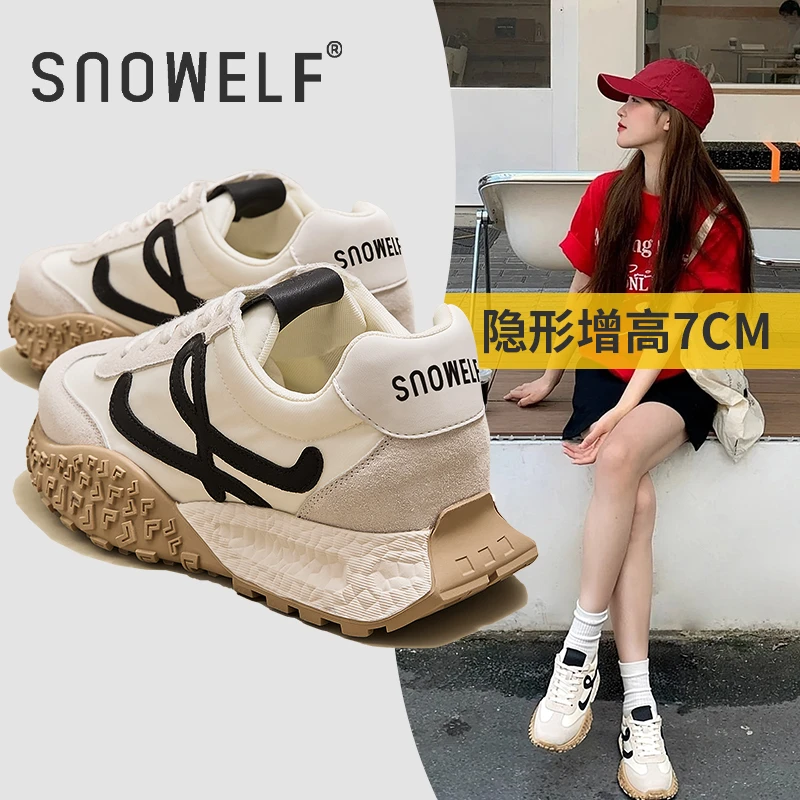 【厚底7cm】秋冬潮德训鞋女款2025新款经典百搭软底轻便增高运动鞋