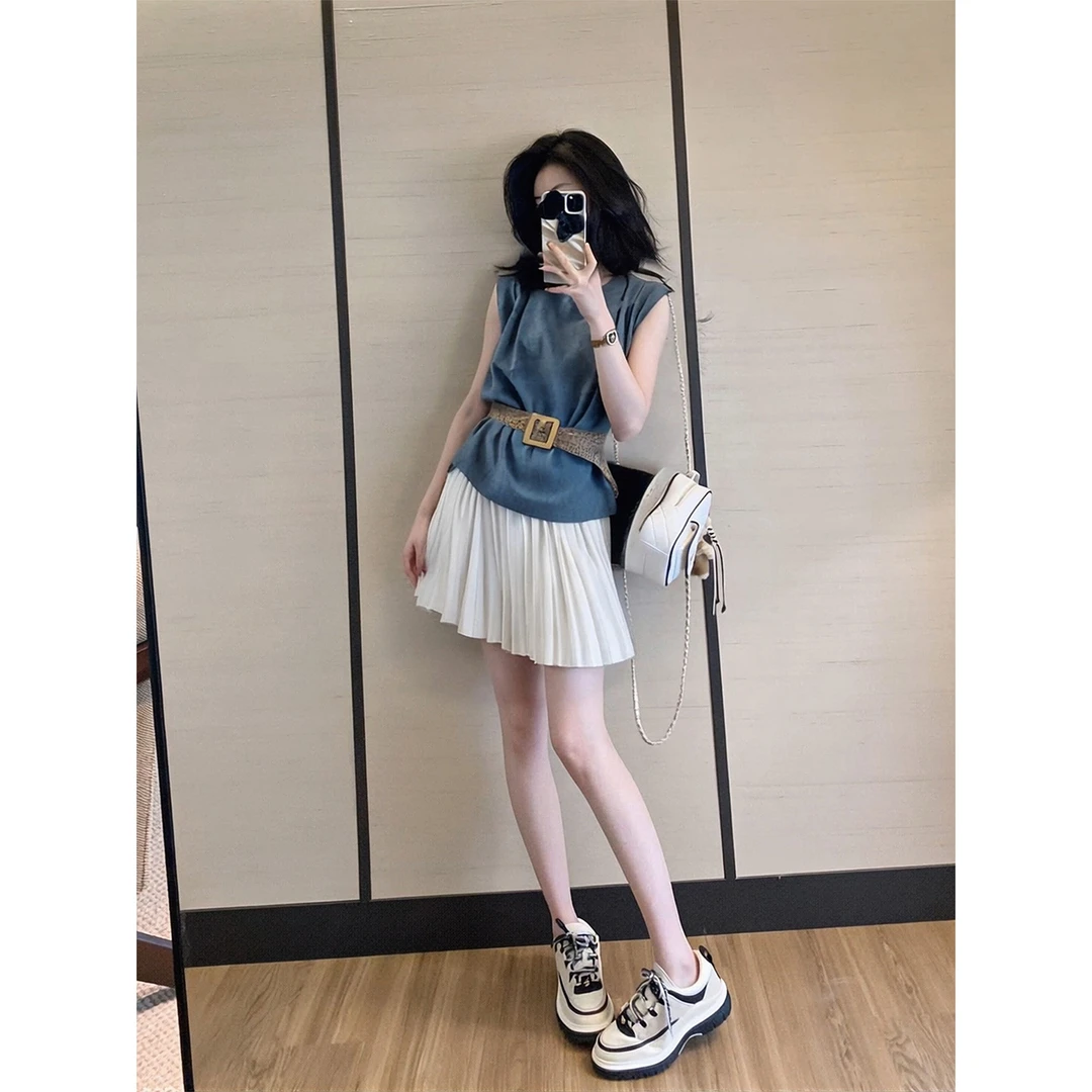 两件套高级感轻奢高端女士宽松上衣半身裙显瘦夏日穿搭2025新款