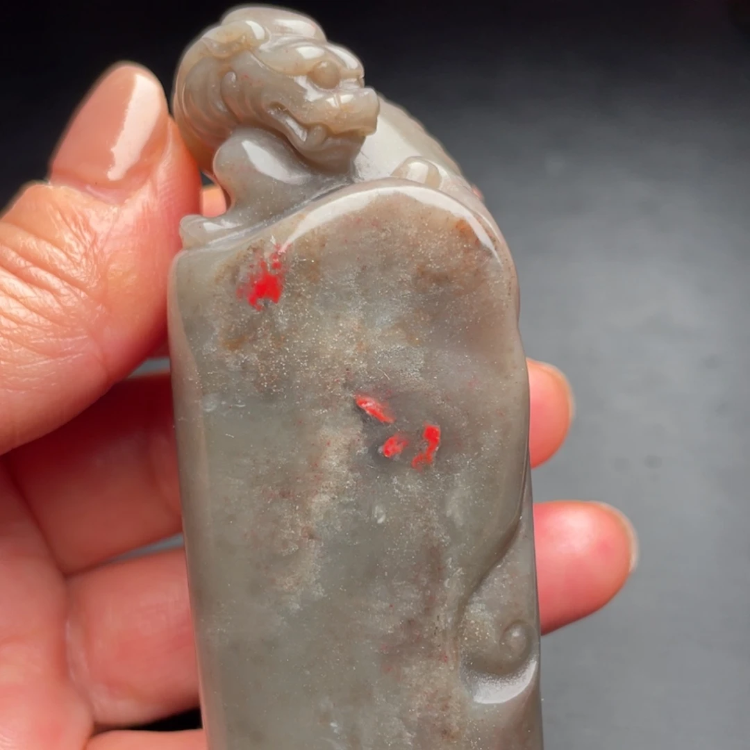 昌化鸡血石昌化石手把件印章摆件