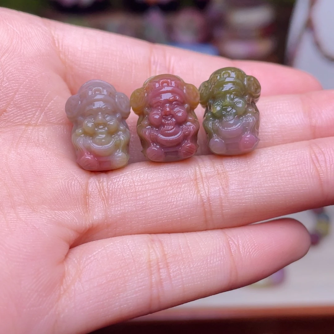 玛瑙/玉髓珠宝半成品未镶嵌盐源玛瑙三个财爷打包价98