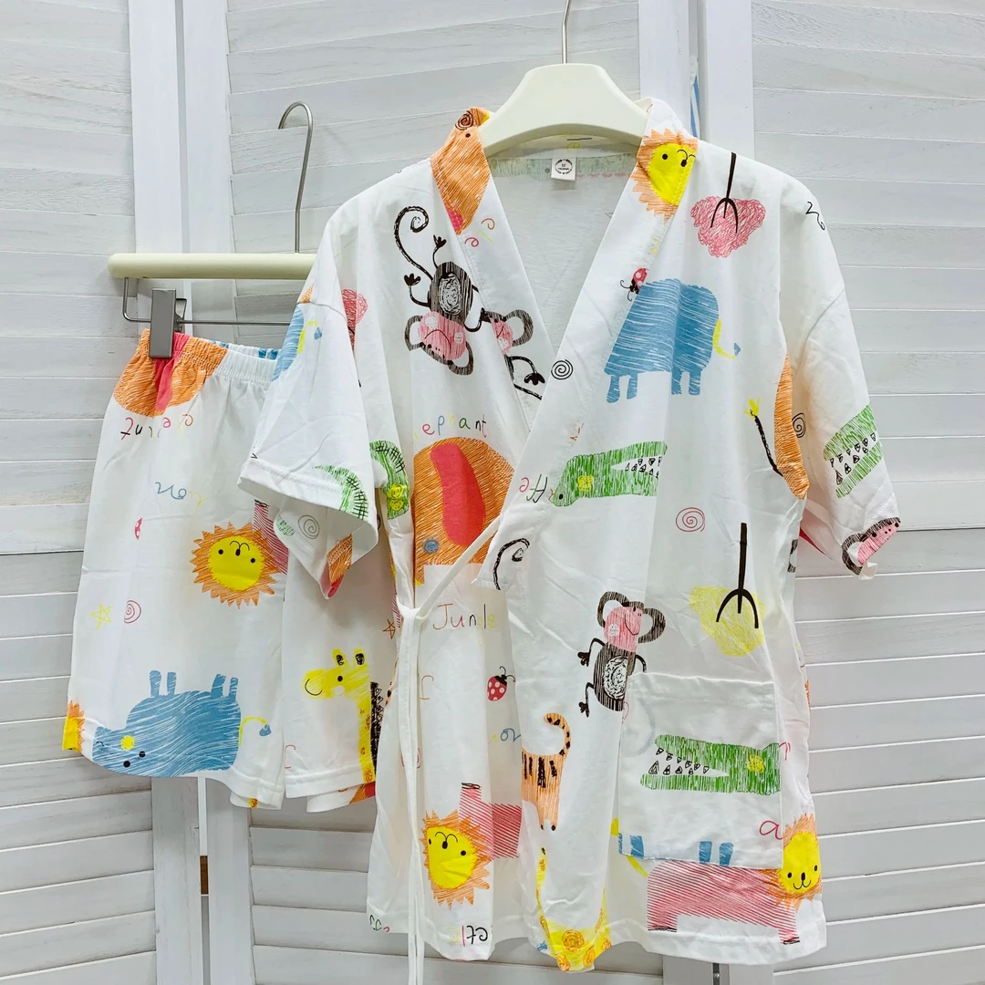 日式和服睡衣女清新短袖开衫系带纯棉薄款汗蒸服夏季100棉家居服