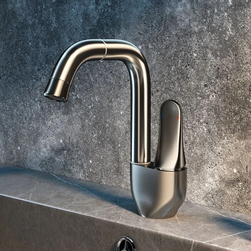 JIUMOW小天鹅万向枪灰龙头面盆旋转冷热水龙头洗漱台全铜家用浴室