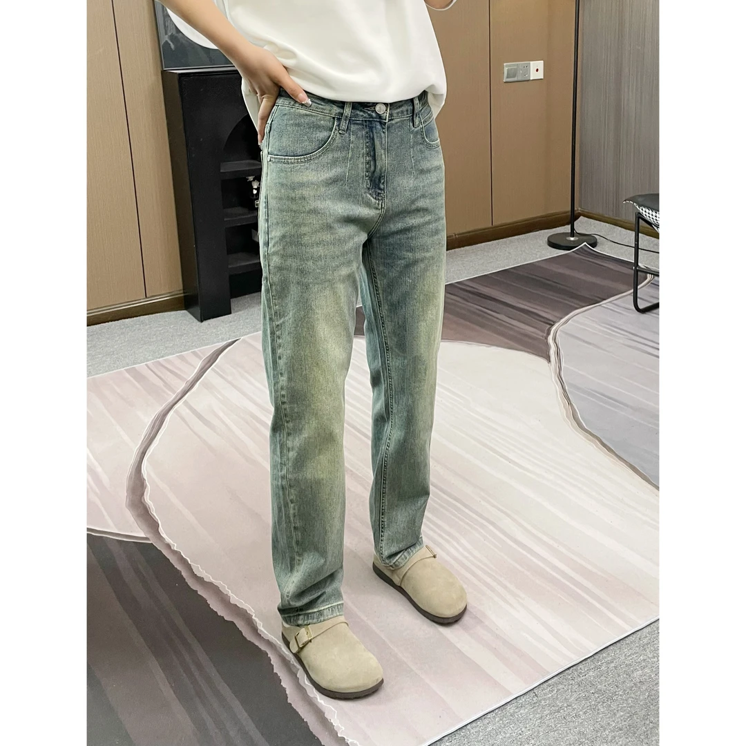 春季新款小直筒微宽松牛仔裤休闲百搭做旧微弹力长裤潮男士