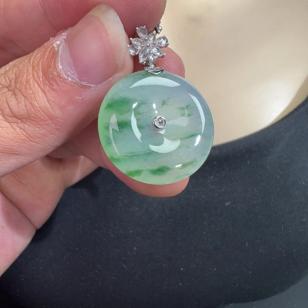 翡翠18K金镶嵌吊坠(不含链)
