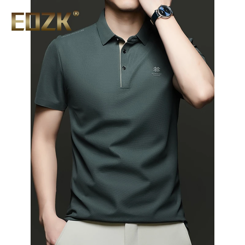 Eozk冰丝polo衫男士新薄款2025年夏季凉感上衣商务休闲短袖t恤男