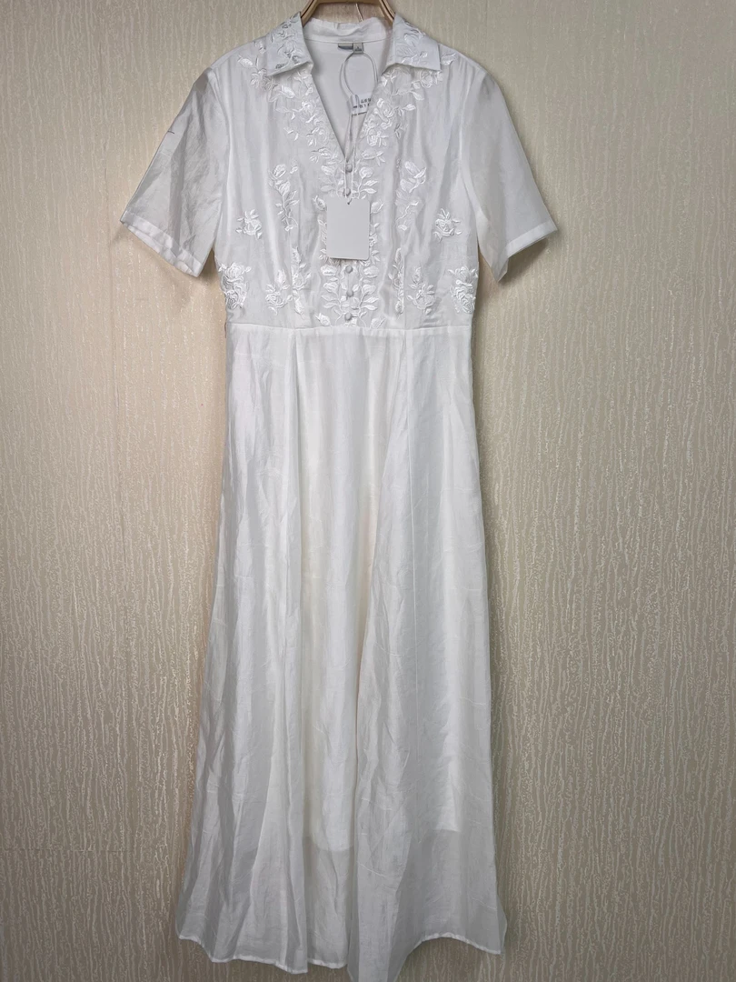 重工提花刺绣国风夏季长款连衣裙【24L0721】【521】