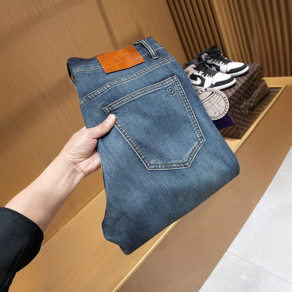 卢密洛布登高级感潮牌夏季薄款透气直筒裤商务休闲百搭男牛仔长裤