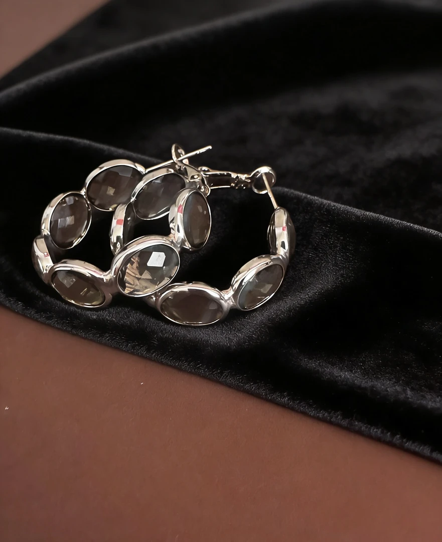 合金锆石耳饰 925银针轻奢风精致法式复古镶嵌耳环简约个性百搭